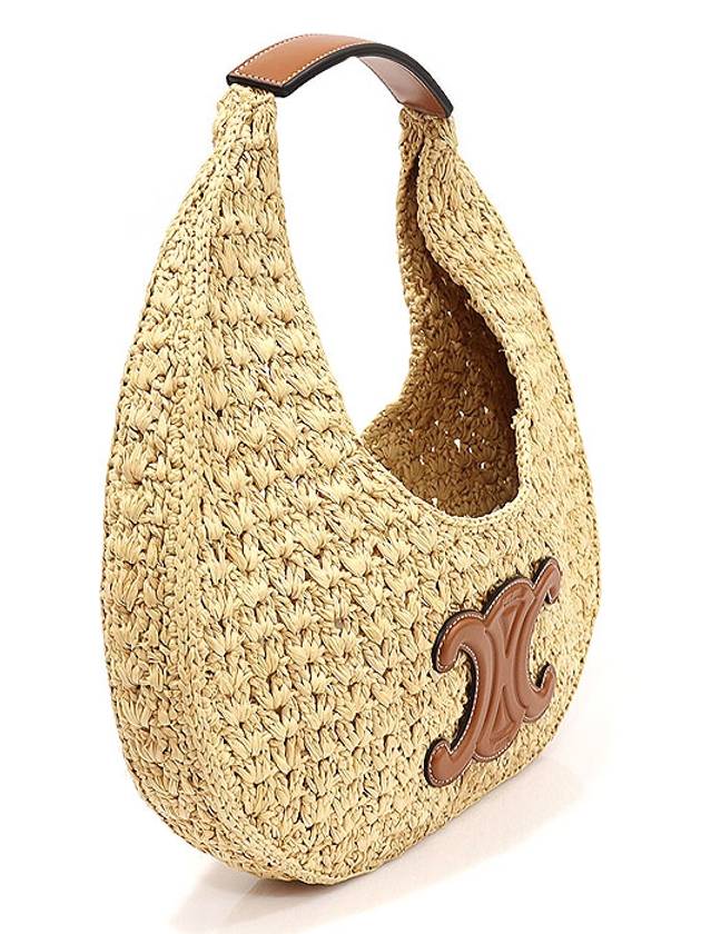 112772EYR 02NT Raffia Tan Calfskin Classic Pannier Hobo Shoulder Bag - CELINE - BALAAN 3