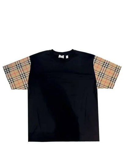 Vintage Check Sleeve Cotton Oversized T-shirt Black - BURBERRY - BALAAN 2