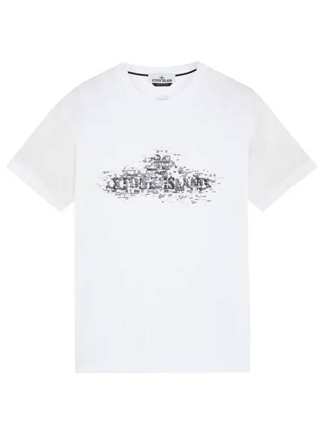 Institutional Two Print Short Sleeve T-Shirt White - STONE ISLAND - BALAAN 1