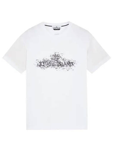 Institutional Two Print Short Sleeve T-Shirt White - STONE ISLAND - BALAAN 1