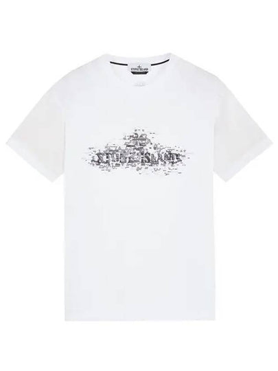 Institutional Two Print Short Sleeve T-Shirt White - STONE ISLAND - BALAAN 2