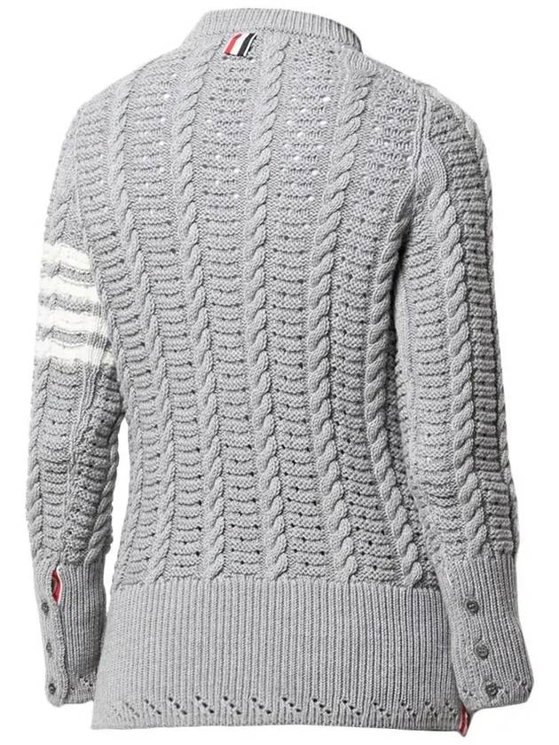 4 Bar Wool Knit Top Light Grey - THOM BROWNE - BALAAN 4