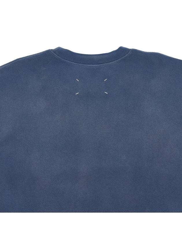 Logo Vintage Cropped Cotton Long Sleeve T-Shirt Blue - MAISON MARGIELA - BALAAN 8