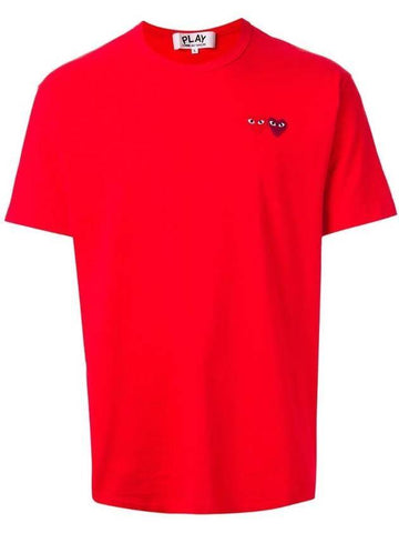 Double Heart Short Sleeve T Shirt Red - COMME DES GARCONS PLAY - BALAAN 1