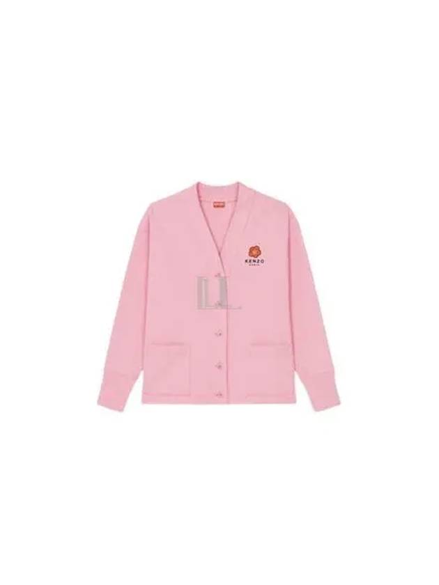 Boke Flower Logo Print V Neck Cardigan Rose - KENZO - BALAAN 2