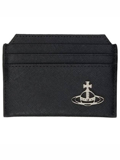 ORB Logo Saffiano Leather Card Wallet Black - VIVIENNE WESTWOOD - BALAAN 2