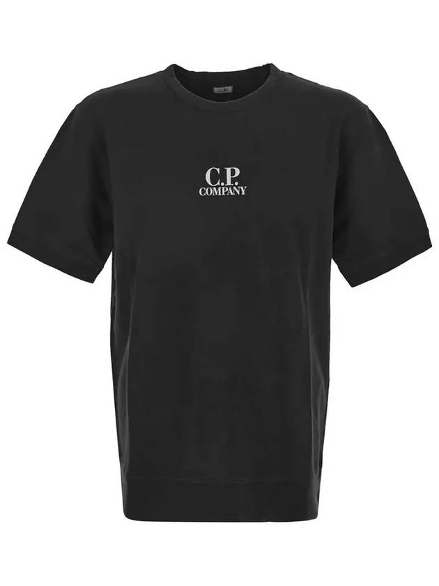 Men's Logo Print Crew Neck Cotton Short Sleeve T-Shirt Black - CP COMPANY - BALAAN 2