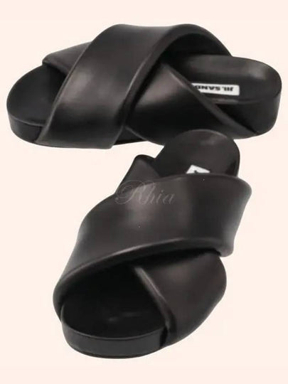 Women's Padded Cross Strap Slippers Black - JIL SANDER - BALAAN 2