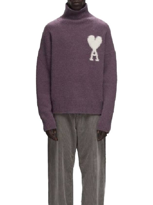 Alpaca Wool Blend Turtleneck Lilac - AMI - BALAAN 5