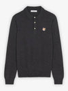 Fox Head Patch Polo Knit Top Anthracite Melange - MAISON KITSUNE - BALAAN 2