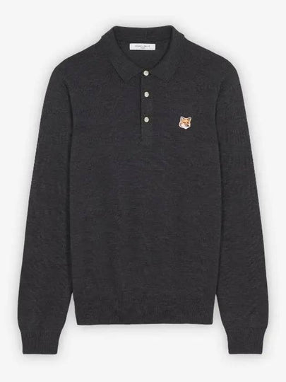 Fox Head Patch Polo Knit Top Anthracite Melange - MAISON KITSUNE - BALAAN 2