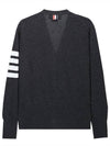 Men's Diagonal Classic Cashmere Cardigan Dark Grey - THOM BROWNE - BALAAN 3