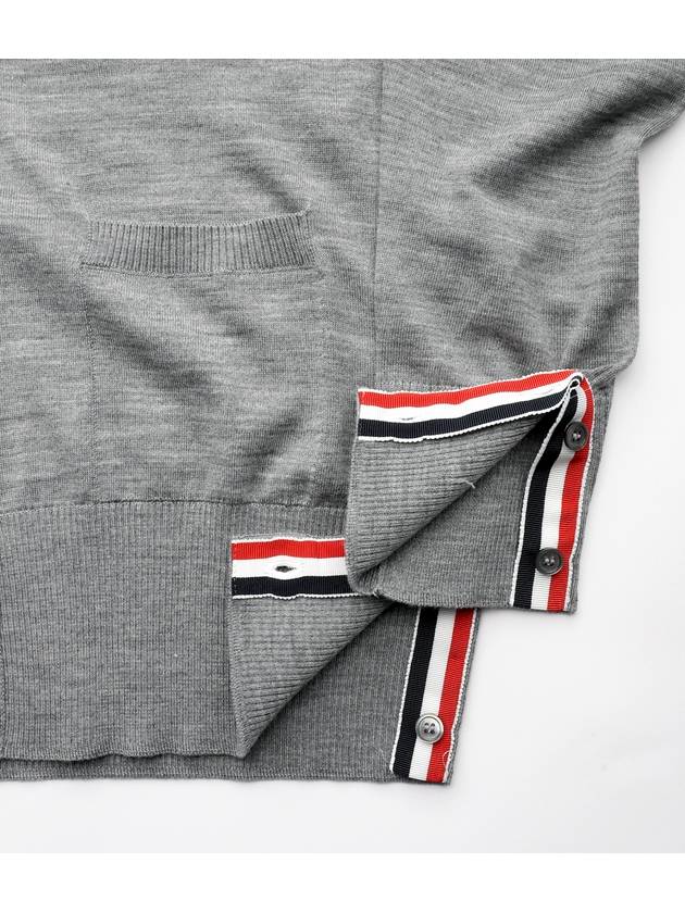 Men's Sustainable Classic Diagonal Wool Cardigan Pale Grey - THOM BROWNE - BALAAN 8