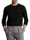 Embroidered Logo Crew Neck Knit Top Black - POLO RALPH LAUREN - BALAAN 3