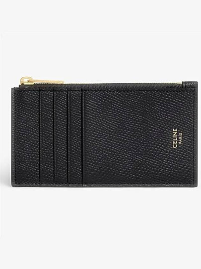 Essential Zipper Compact Grain Calfskin Card Wallet Black - CELINE - BALAAN 2