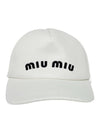 Embroidered Logo Drill Ball Cap White - MIU MIU - BALAAN 3