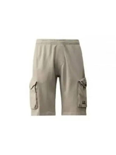 Cotton Fleece Mixed Cargo Shorts Grey - CP COMPANY - BALAAN 1