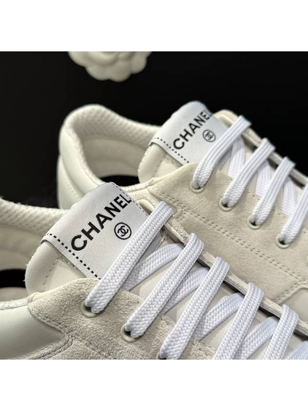 Lettering Two Tone Sneakers Suede Calfskin White - CHANEL - BALAAN 6