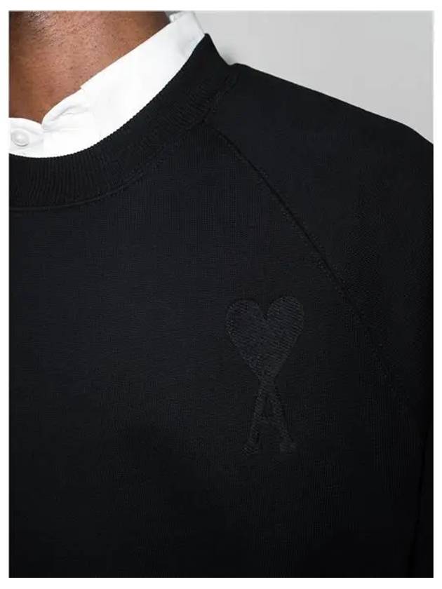 Big Heart Logo Sweatshirt Black - AMI - BALAAN 5