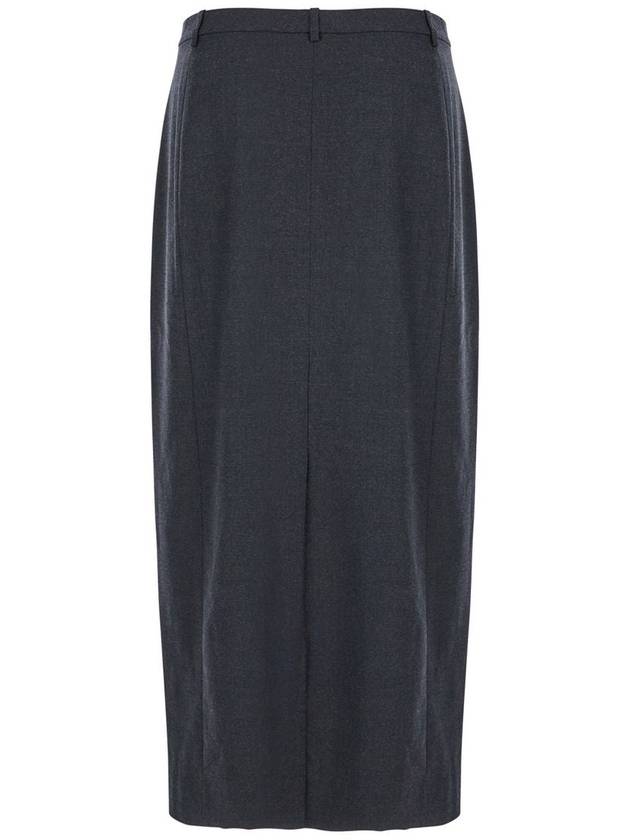 Midi Grey Skirt With Slit In Wool Blend Woman - THEORY - BALAAN 1