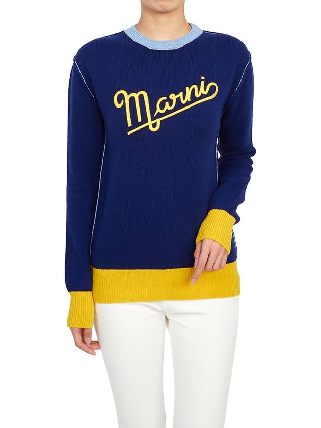 Logo Knit Top Blue - MARNI - BALAAN 6