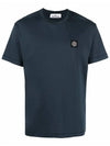 Logo Patch Short Sleeve T-Shirt Navy - STONE ISLAND - BALAAN 2