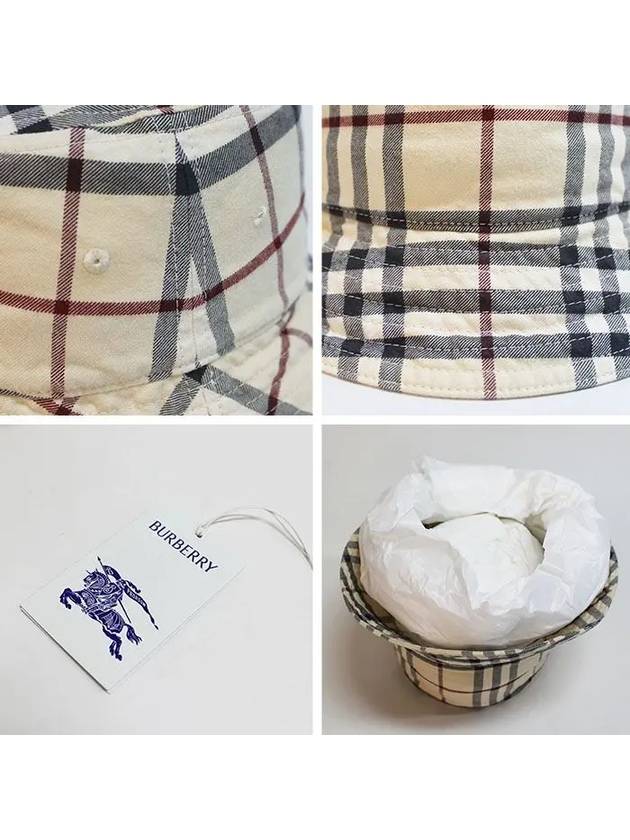 Stone Check Cotton Bucket Hat Beige - BURBERRY - BALAAN 5