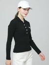 Doyou Know MC Women s Soft Rib Tissue Shirt Collar Slim Fit Black Knit DO6242KT12 1 - DOYOUKNOWMC GOLF WEAR - BALAAN 4