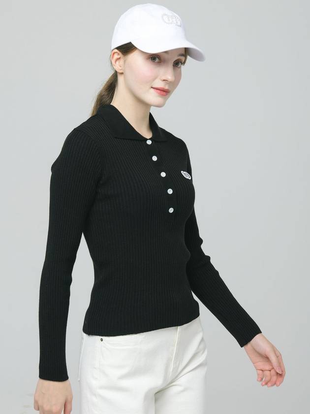 Doyou Know MC Women s Soft Rib Tissue Shirt Collar Slim Fit Black Knit DO6242KT12 1 - DOYOUKNOWMC GOLF WEAR - BALAAN 4