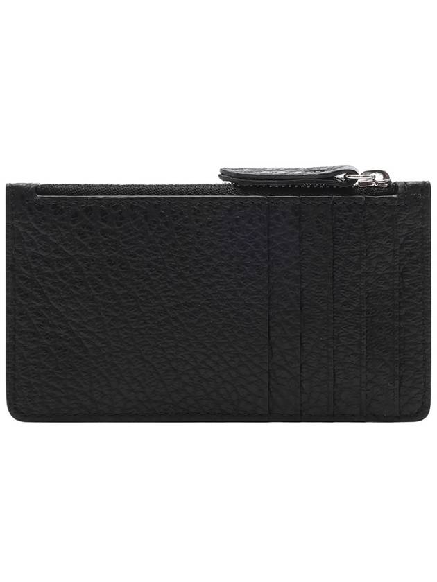 Pebble Leather Stitch Logo Zipper Card Wallet Black - MAISON MARGIELA - BALAAN 5