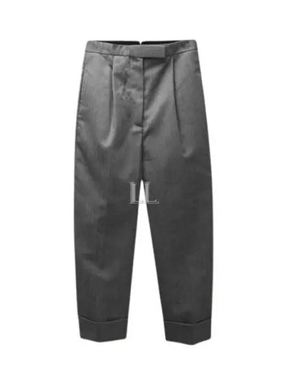 High Waist RWB Trimming Heavy Wool Pants Grey - THOM BROWNE - BALAAN 2