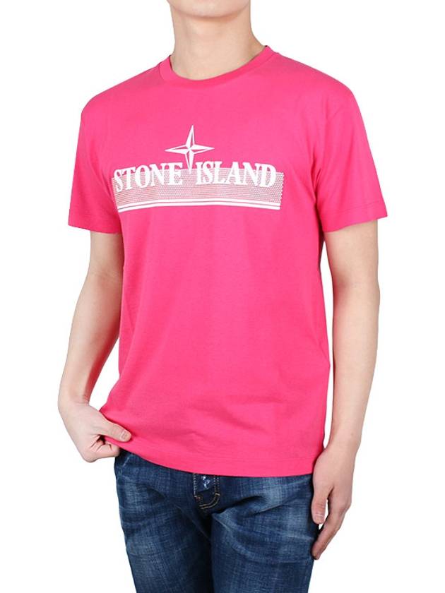 Tricromia One Print Garment Dyed Cotton Jersey Short Sleeve T-Shirt Pink - STONE ISLAND - BALAAN 3