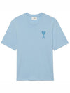 Tone On Tone Heart Logo Short Sleeve T-Shirt Sky Blue - AMI - BALAAN 1