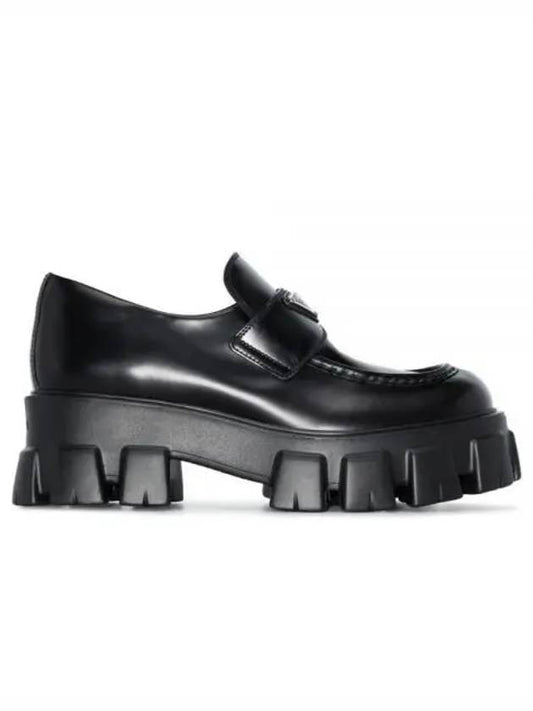 Brushed Leather Monolith Loafers Black - PRADA - BALAAN 2