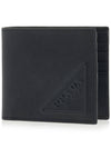 Triangle Logo Embossing Half Wallet Black - PRADA - BALAAN 2