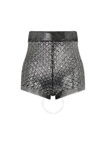 Rabanne Ladies Black Metallic Effect Ribbed Knit Shorts, Size X-Small - PACO RABANNE - BALAAN 1