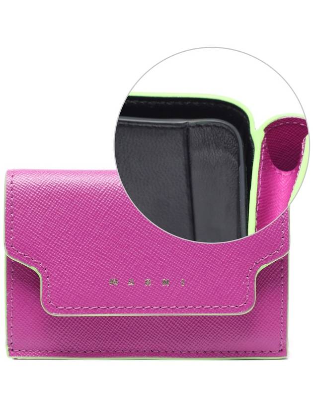 Saffiano Leather Trifold Half Wallet Purple - MARNI - BALAAN 3