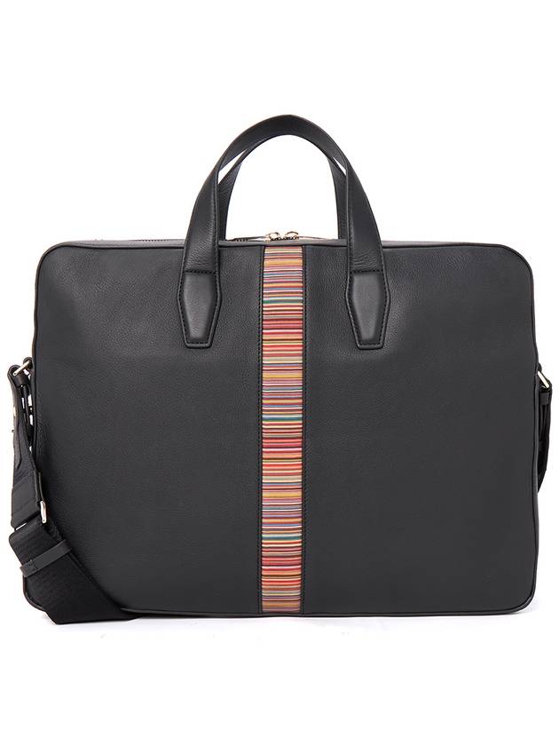 signature striped leather briefcase black - PAUL SMITH - BALAAN 5