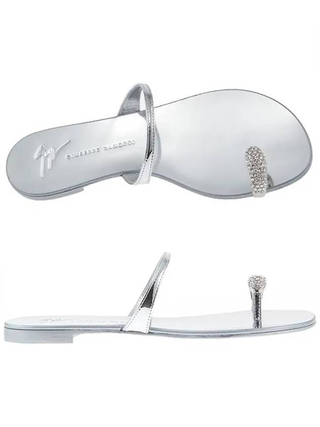 Women's Crystal Ring Leather Slippers Silver - GIUSEPPE ZANOTTI - BALAAN 4