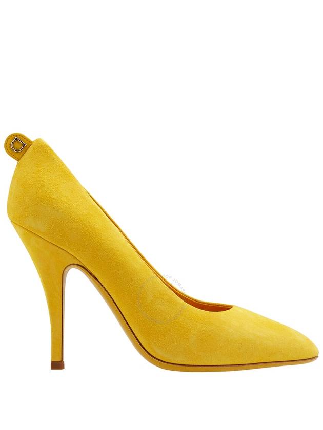 Salvatore Women's Yellow Suede Gancini Pumps Heel Yellow - SALVATORE FERRAGAMO - BALAAN 2