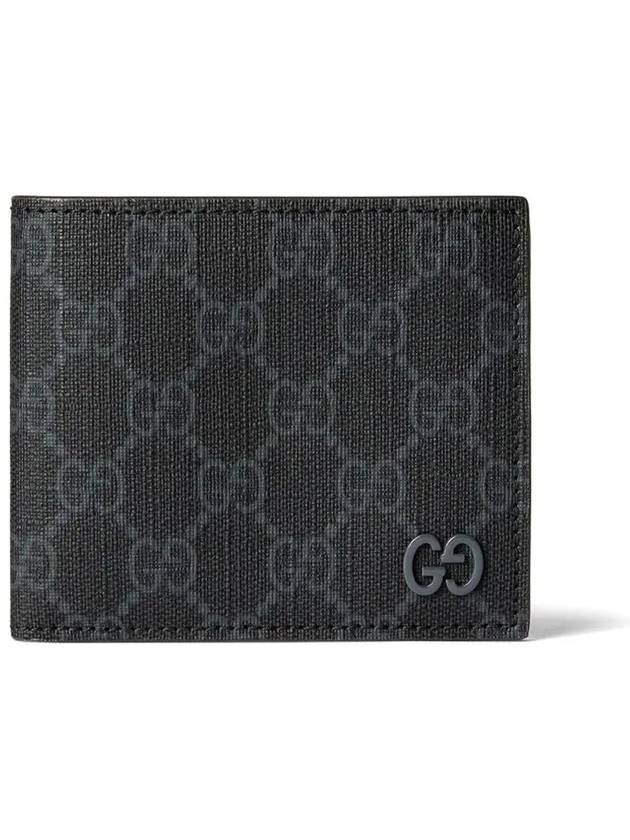 Logo GG Supreme Canvas Half Wallet Black Grey - GUCCI - BALAAN 2