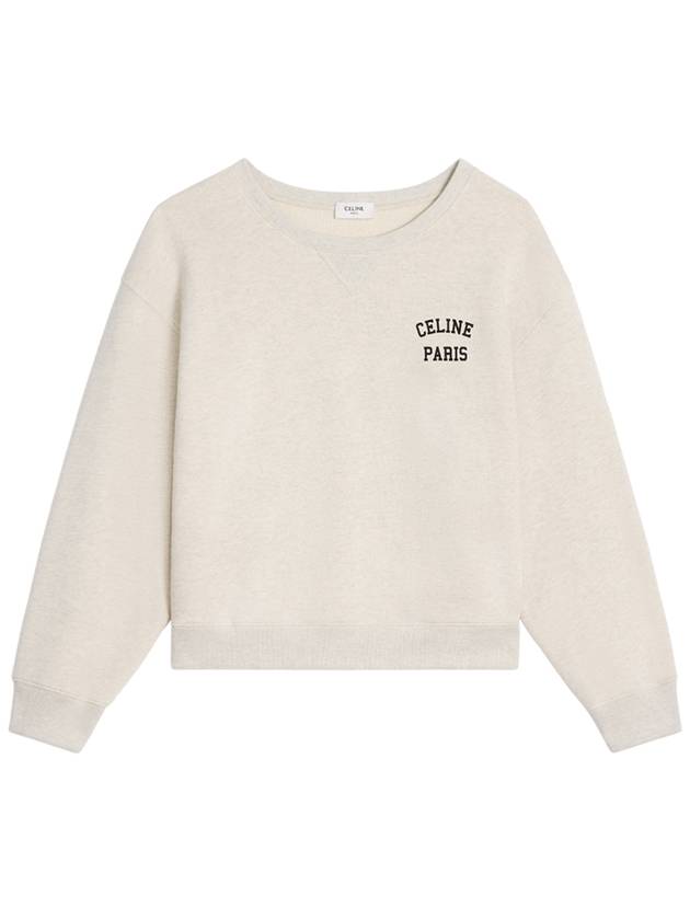 Logo Print Cotton Fleece Loose Sweatshirt Cream - CELINE - BALAAN 2