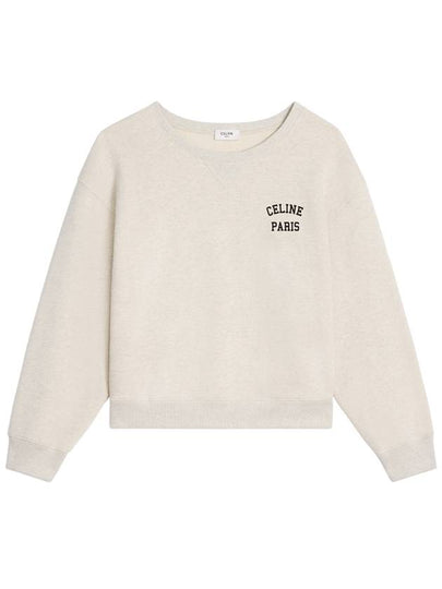 Logo Print Cotton Fleece Loose Sweatshirt Cream - CELINE - BALAAN 2