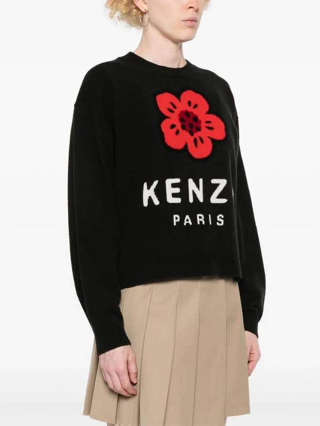 Bokeh Flower 2.0 Wool Knit Top Black - KENZO - BALAAN 4