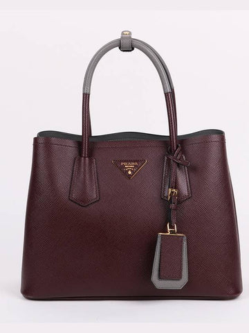 Dubl burgundy two tone women s shoulder bag 1BG887 - PRADA - BALAAN 1