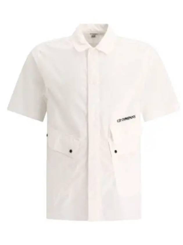 Cotton Popeline Pocket Short Sleeve Shirt White - CP COMPANY - BALAAN 2