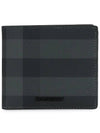 Check And Leather Half Wallet Charcoal - BURBERRY - BALAAN 2