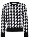 Houndstooth Quilted Merino Wool Knit Top Black White - THOM BROWNE - BALAAN 2