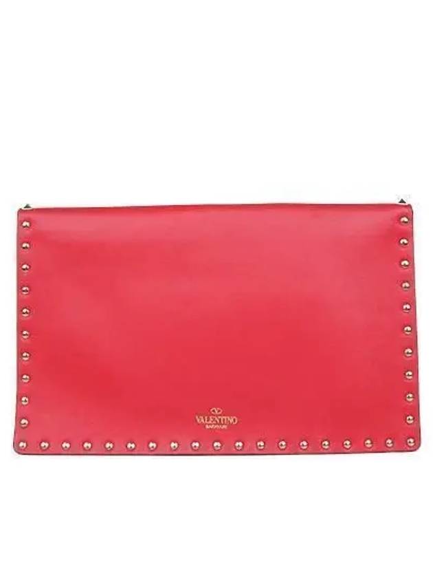 SW2P0P56VSH Red Color Leather Rockstud Envelope Pouch and Clutch - VALENTINO - BALAAN 3