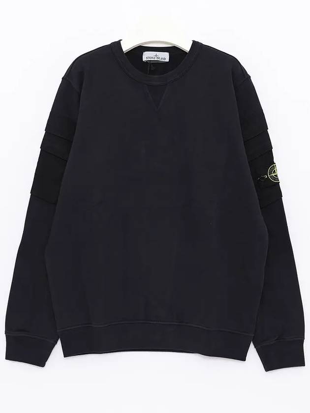 Garment Dyed Double Pocket Brushed Cotton Fleece Sweatshirt Navy - STONE ISLAND - BALAAN 2